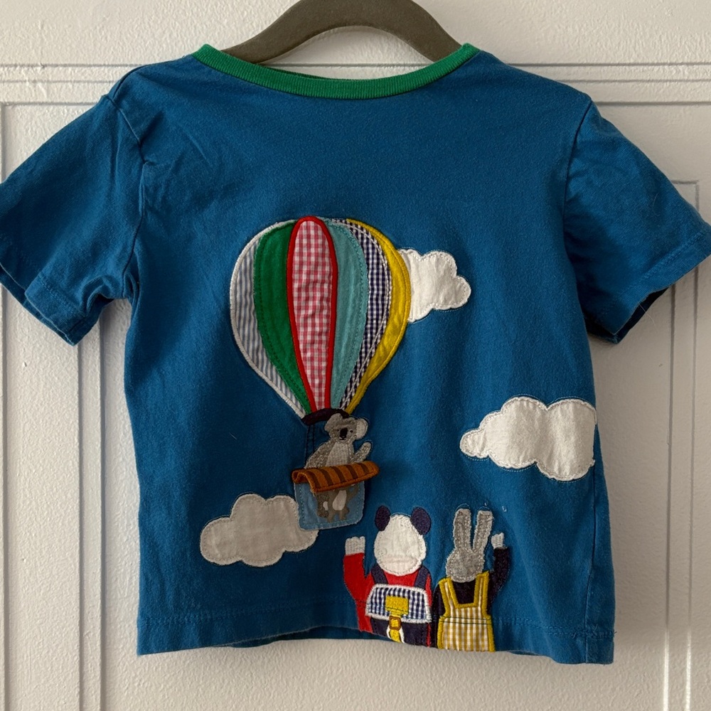 Baby Boden Blue Kids Shirt with Balloon and Animal Design size 2-3Y